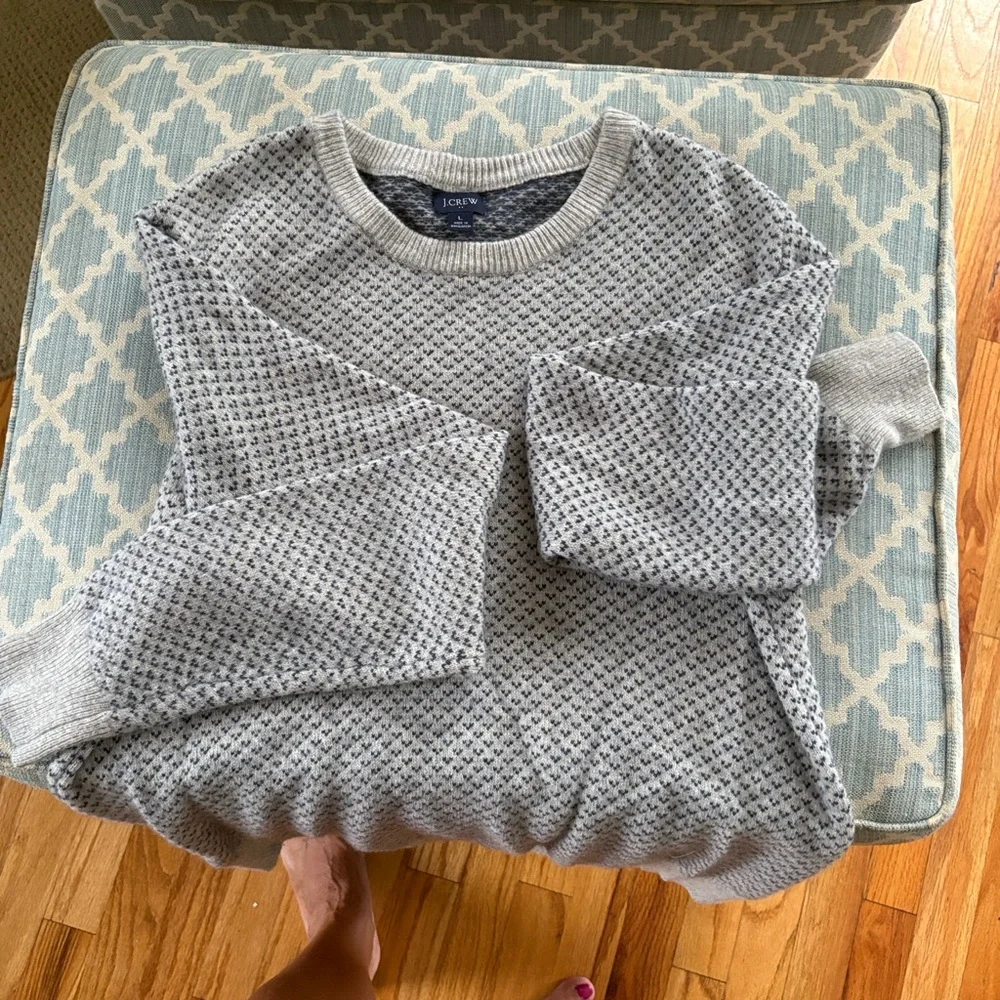J. Crew Men's Heather Gray Textured Crewneck Sweater